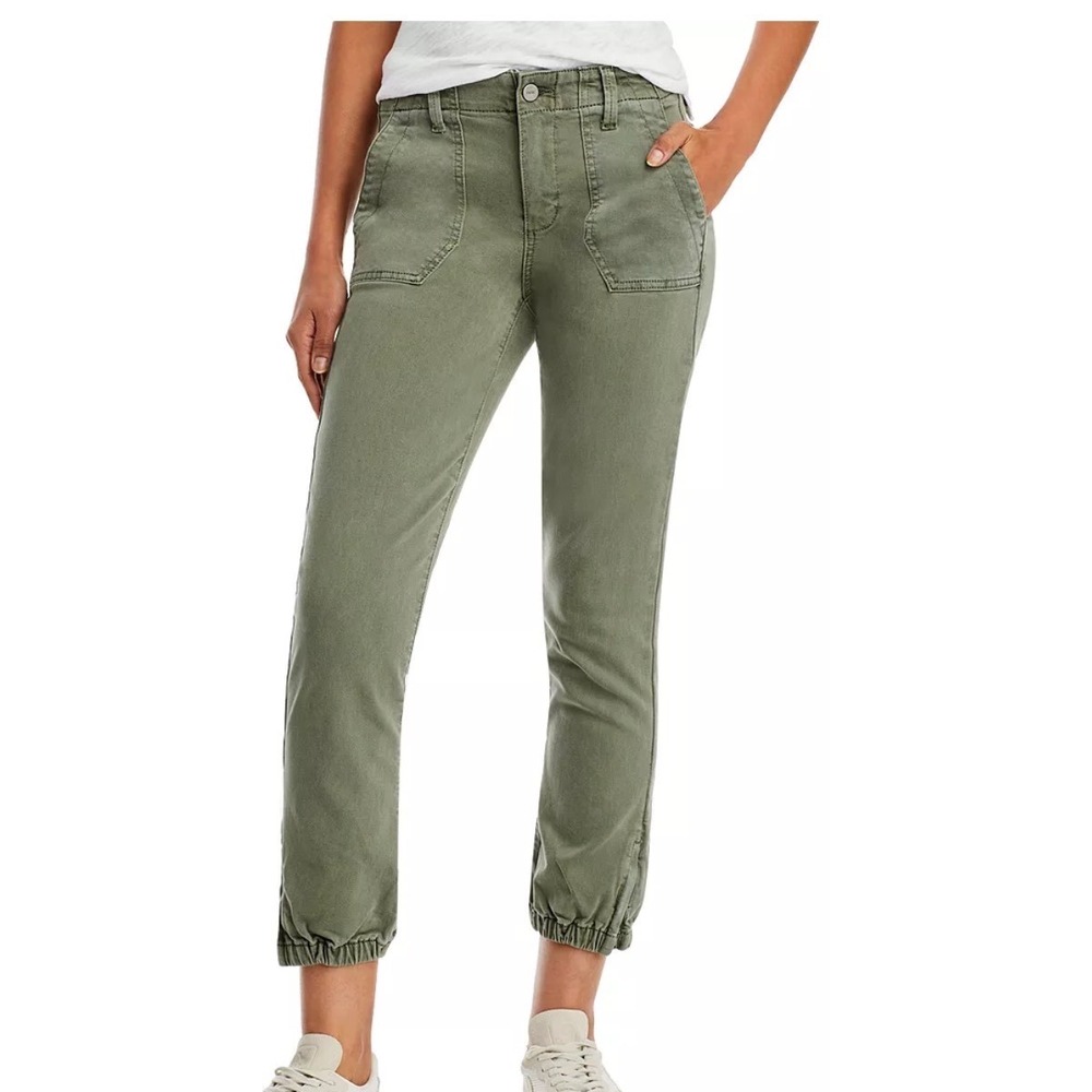 Paige Mayslie Cropped Jogger Pants Size 32 Olive Green